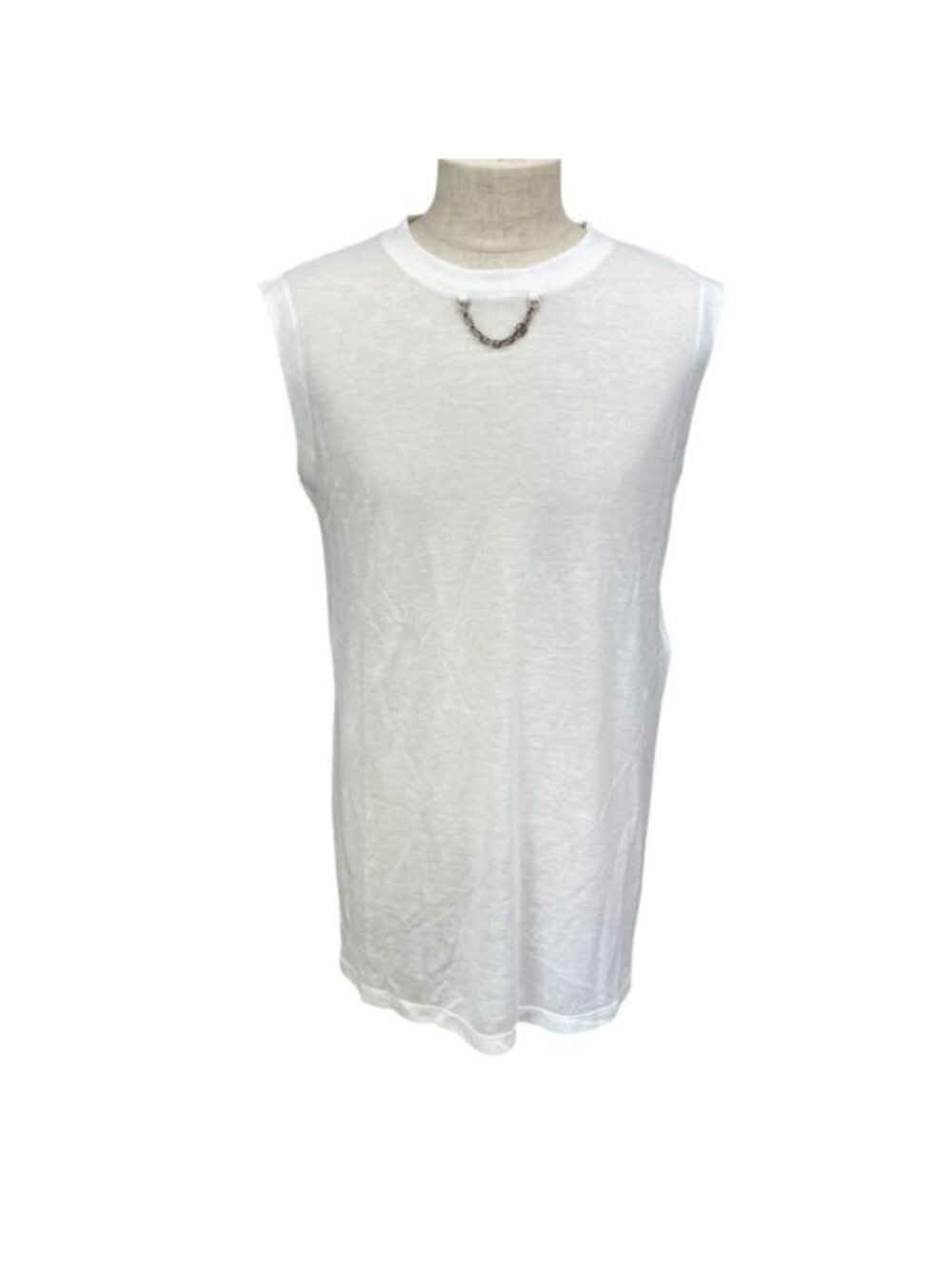 Louis Vuitton Sleeveless Tank Top Long Length Viscose Cotton White